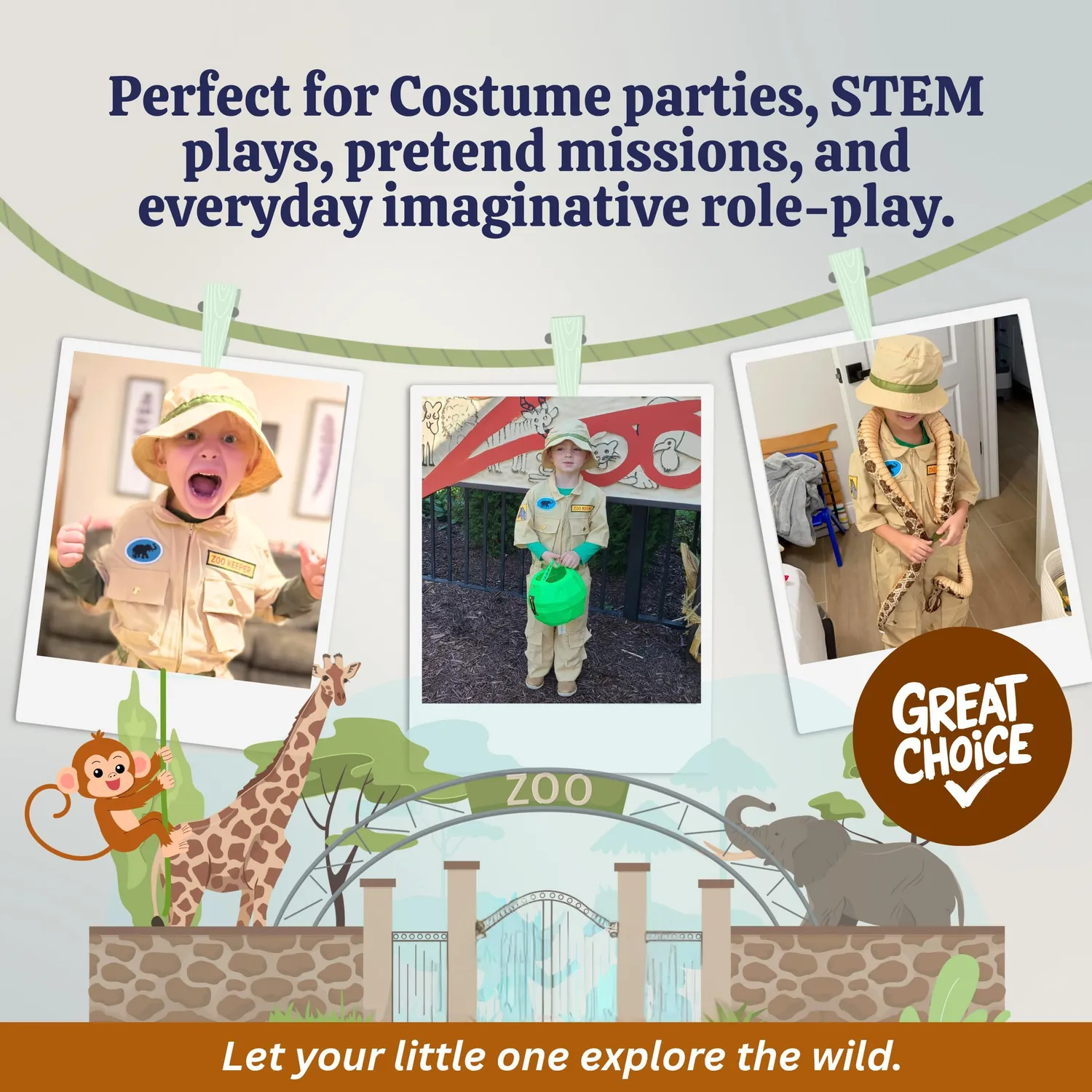 Dress Up America Costume Guardiano Zoo 1-2 Anni Tuta Cappello