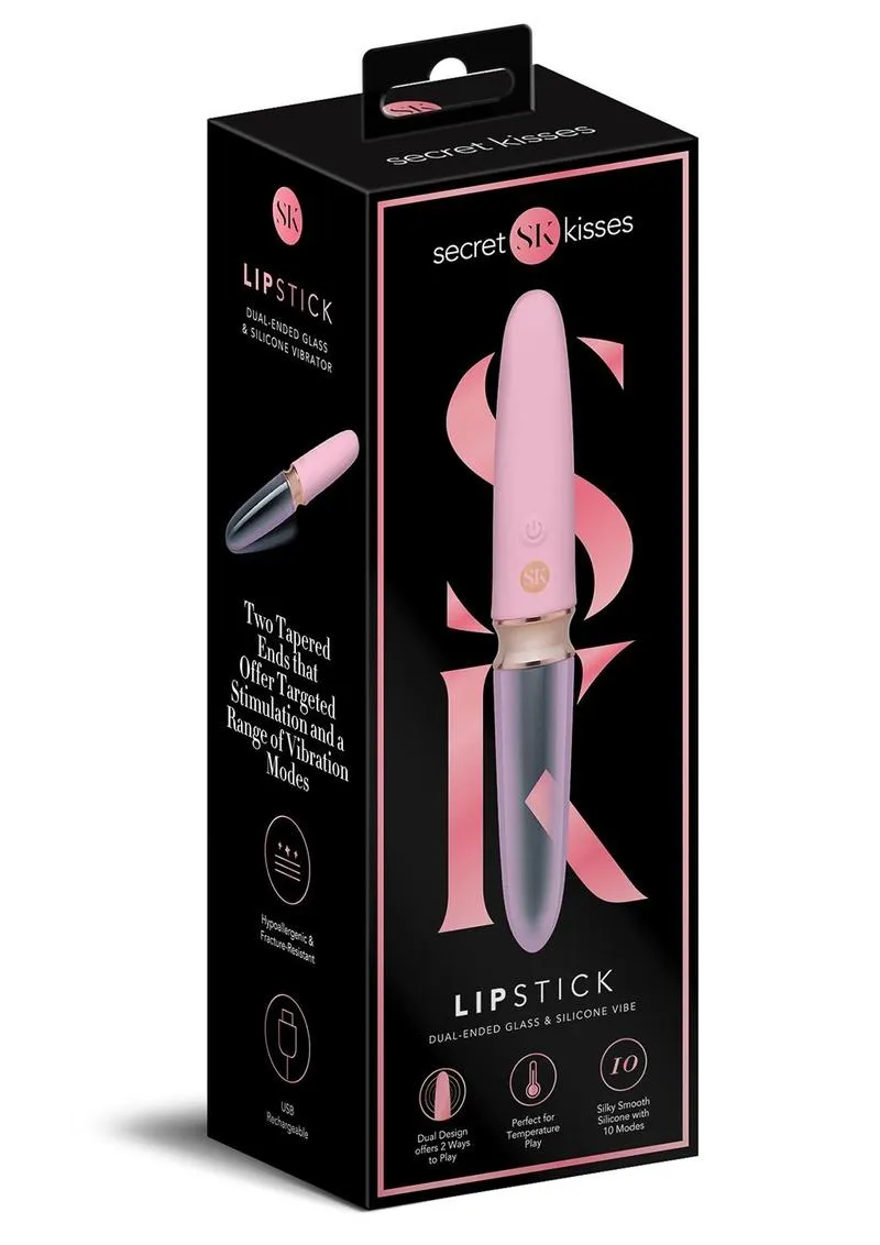 Pleasure Wigs Secret Kisses Lipstick vibratore vetro rosa