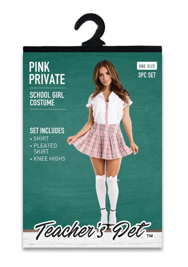 Pleasure Wigs Teacher's Pet costume scolaretta rosa 3 pezzi