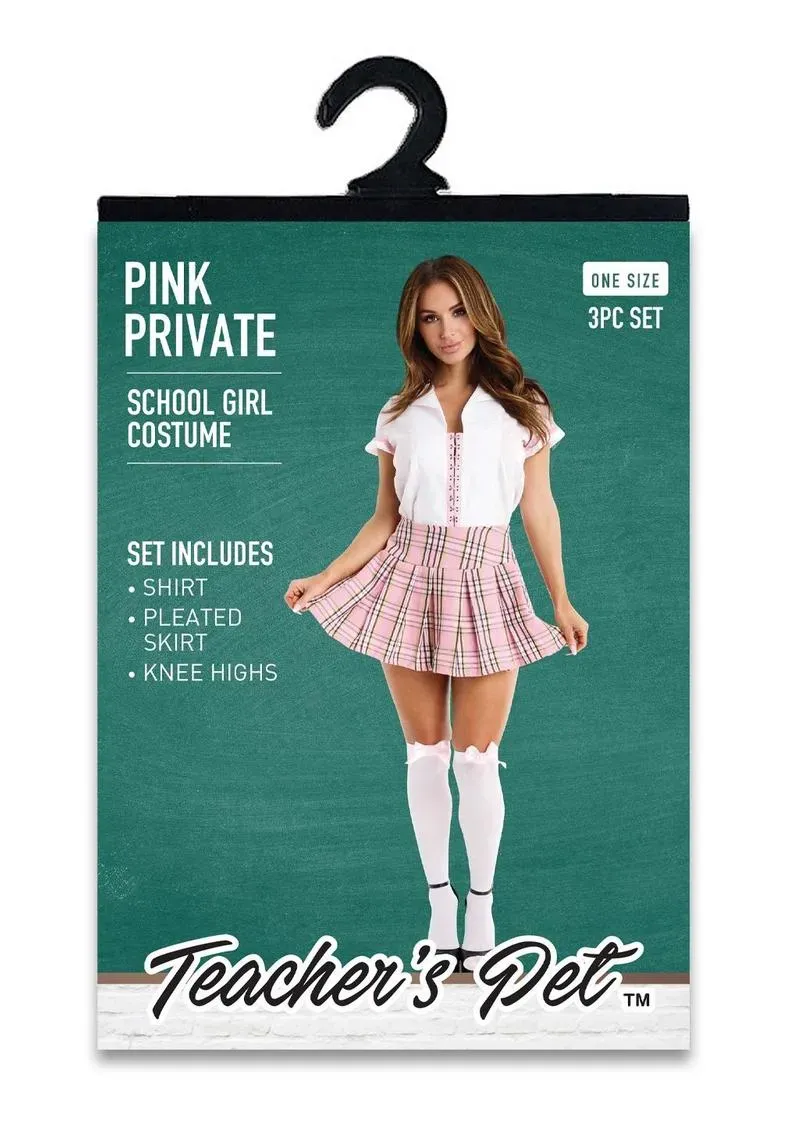Pleasure Wigs Teacher's Pet costume scolaretta rosa 3 pezzi