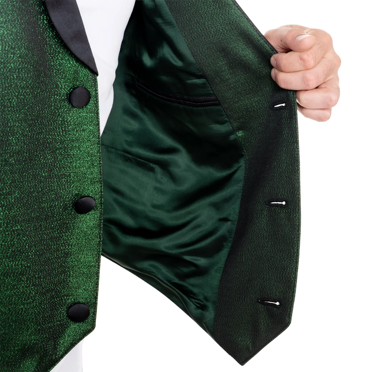 Altenburg gilet smoking verde smeraldo cangiante raso nero