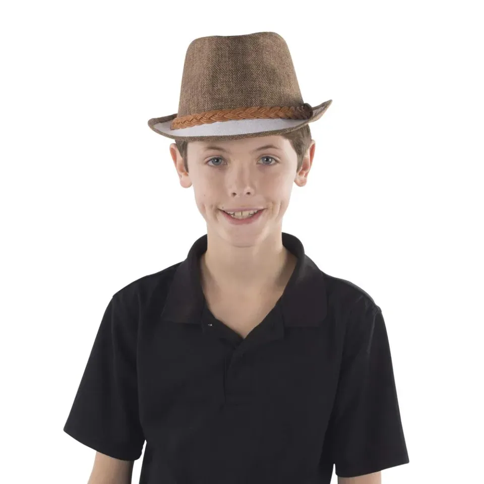 Dress Up America Fedora cappello trilby marrone con paillettes
