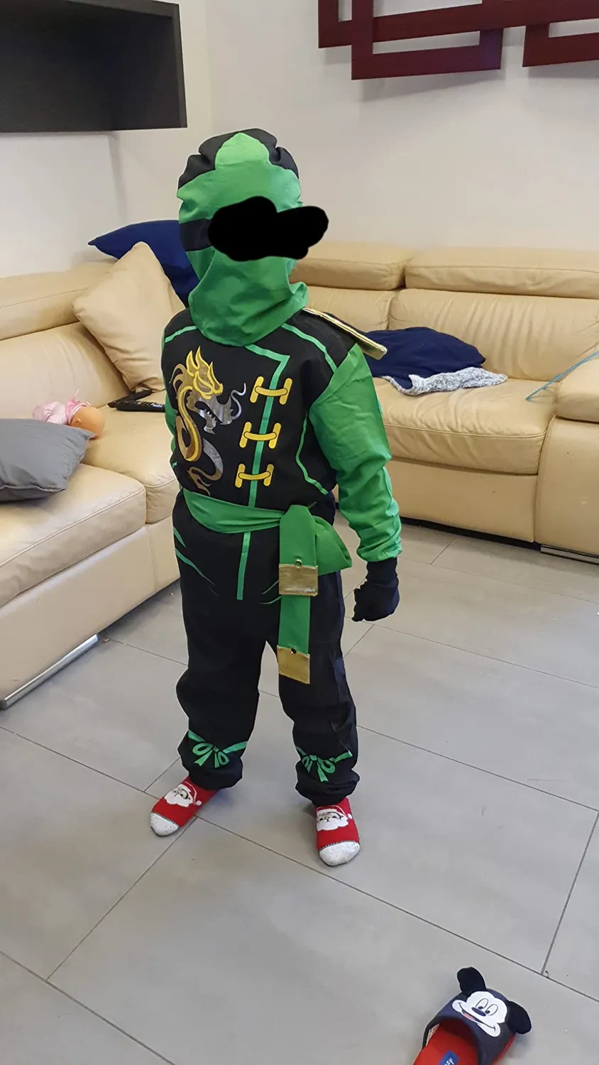 Katara 1771 Costume Ninja Verde Bambino M 6-8 Anni