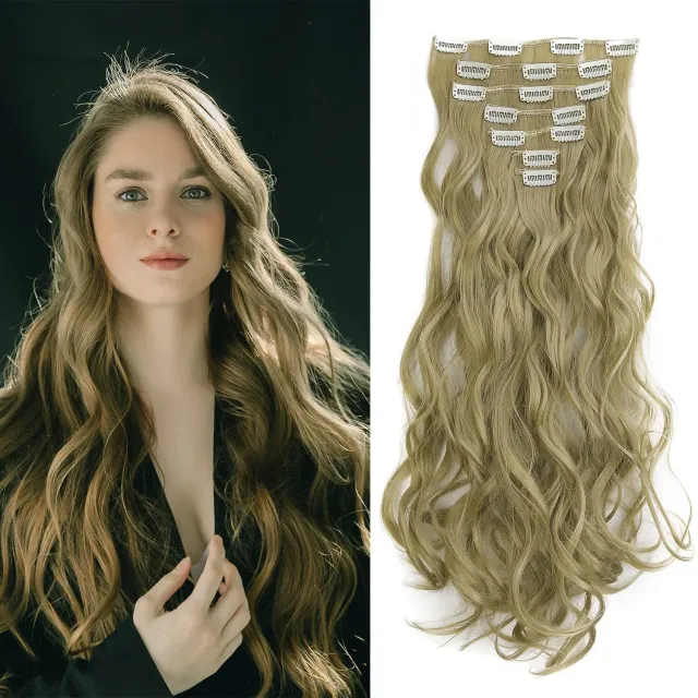 Gairyan extension clip ondulate 50cm biondo chiaro 7 pezzi