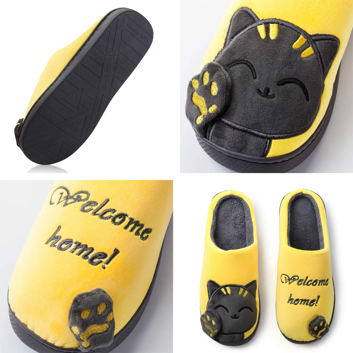 Katara Gatto Nero Giallo pantofole peluche unisex