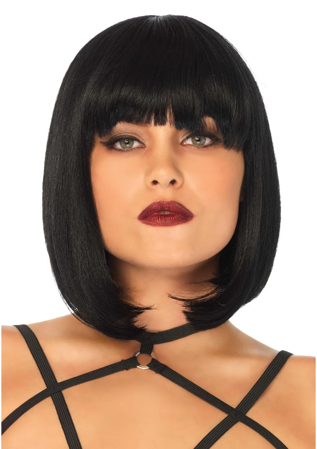 Leg Avenue Short Natural Bob parrucca nera corta mento