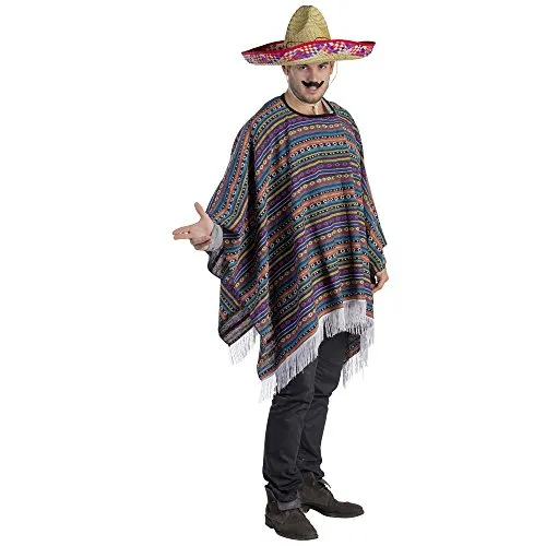 Dress Up America Poncho Messicano Costume Adulto Multicolore