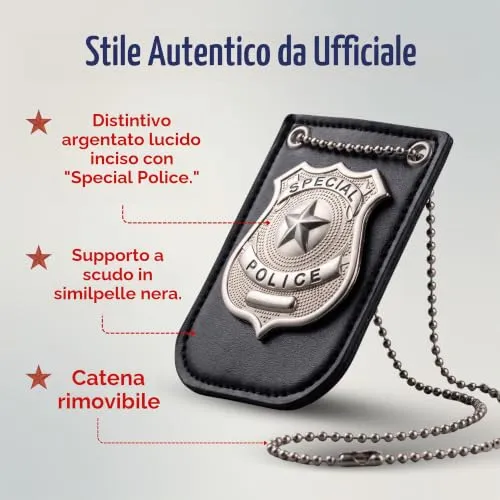 Dress Up America distintivo polizia bambino con catena e clip