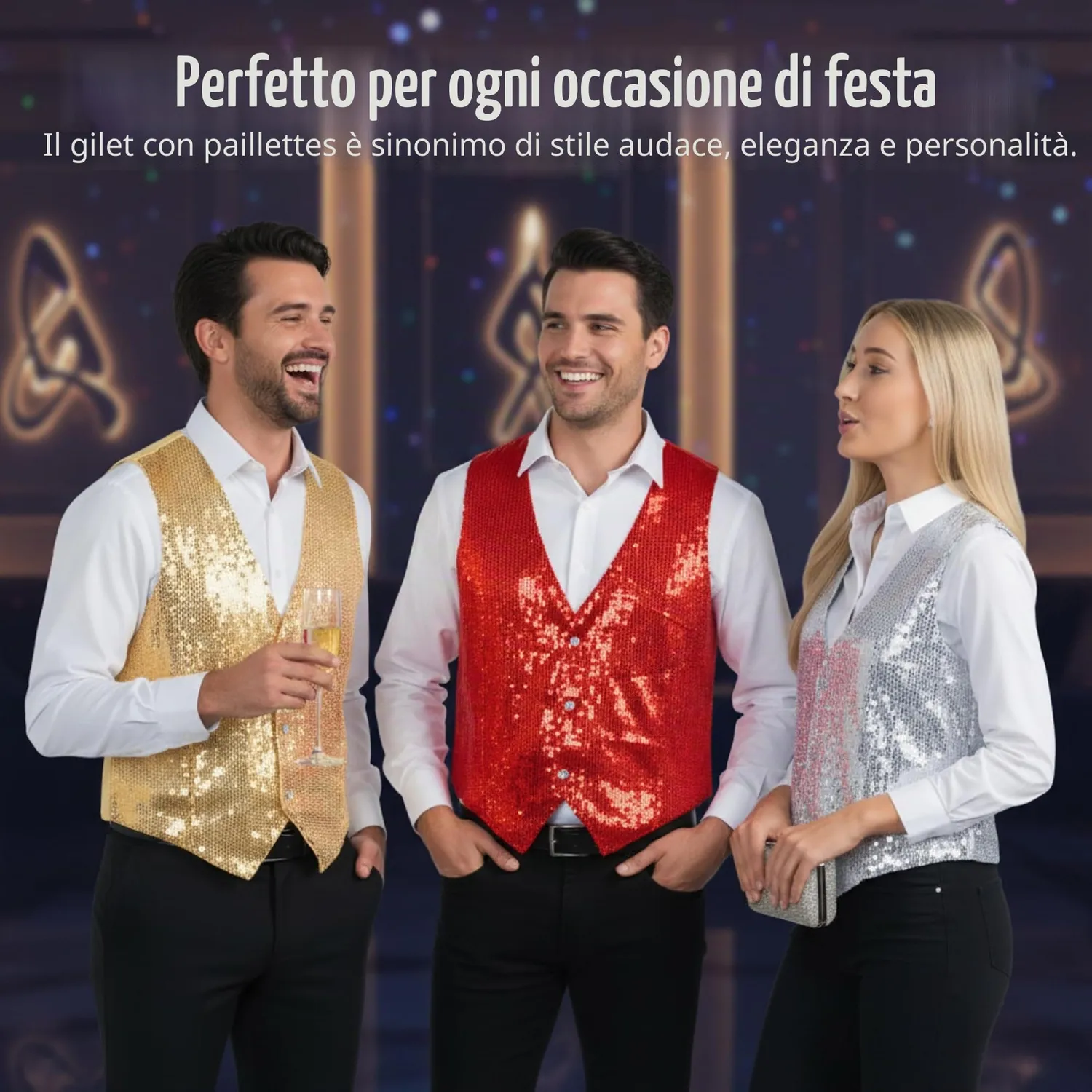 Dress Up America Gilet Paillettes Rosso Adulto Taglia XL