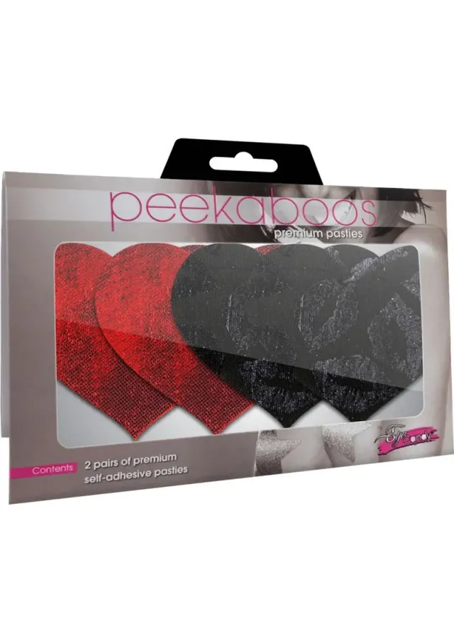 Peekaboos Stolen Kisses copricapezzoli cuori nero-rosso