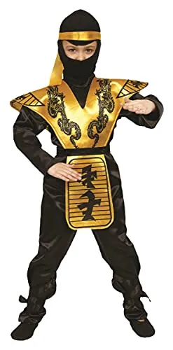 Dress Up America Costume Ninja Bambino 8-10 Anni Dorato Completo