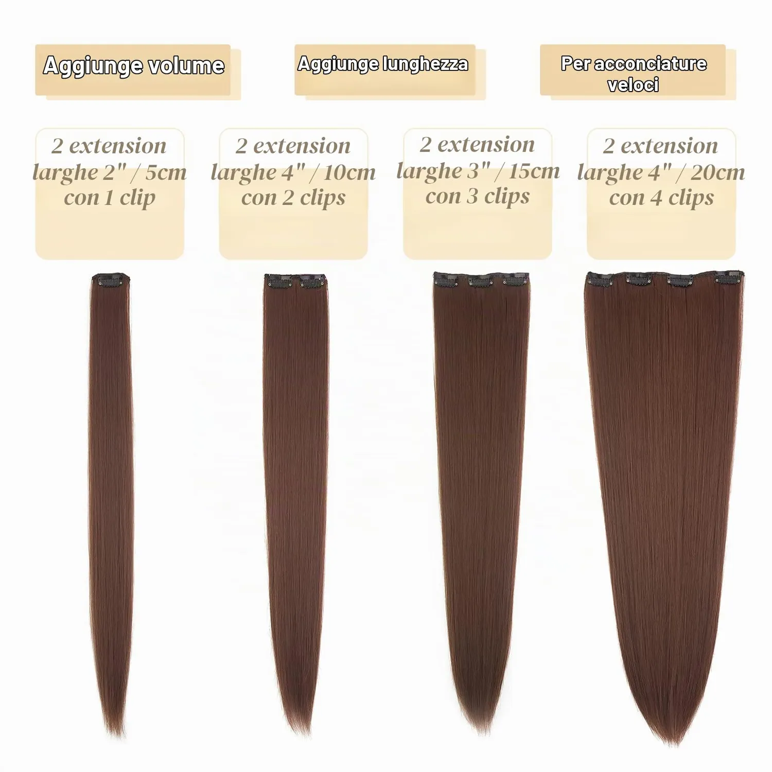 Gairyan extension clip lisce 60cm auburn scuro 8 pezzi