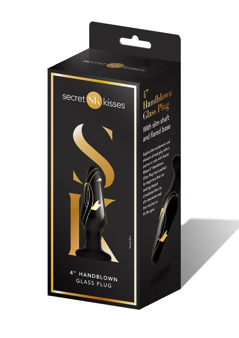 Secret Kisses 4 Plug anale vetro nero-oro per temperatura