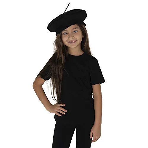 Dress Up America Berretto Francese cappello festa nero tinta unita