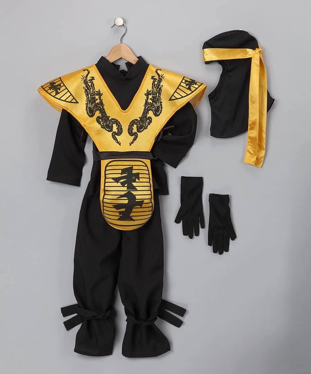 Dress Up America Costume Ninja Bambino 8-10 Anni Dorato Completo