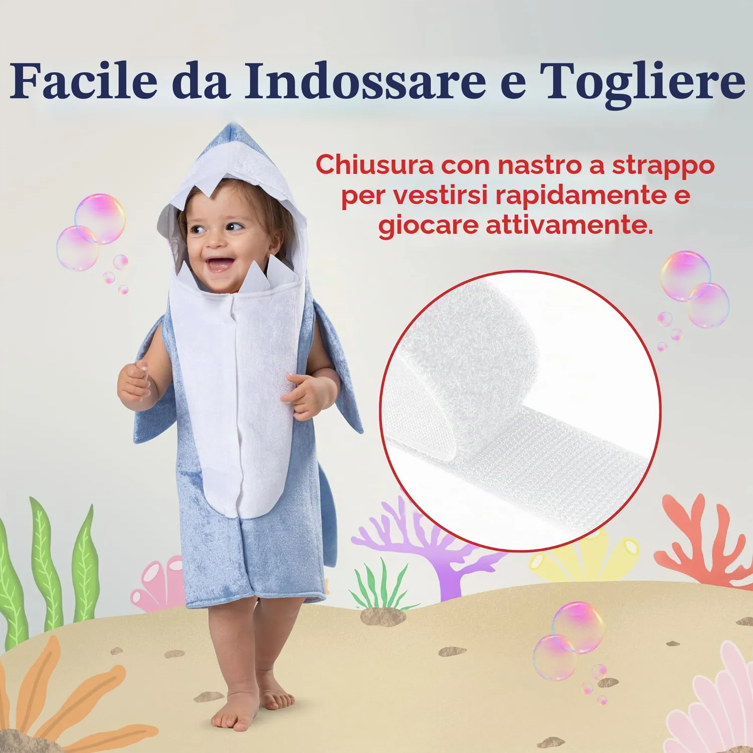 Dress Up America Costume Squalo Blu Bambino 3-4 Anni Morbido
