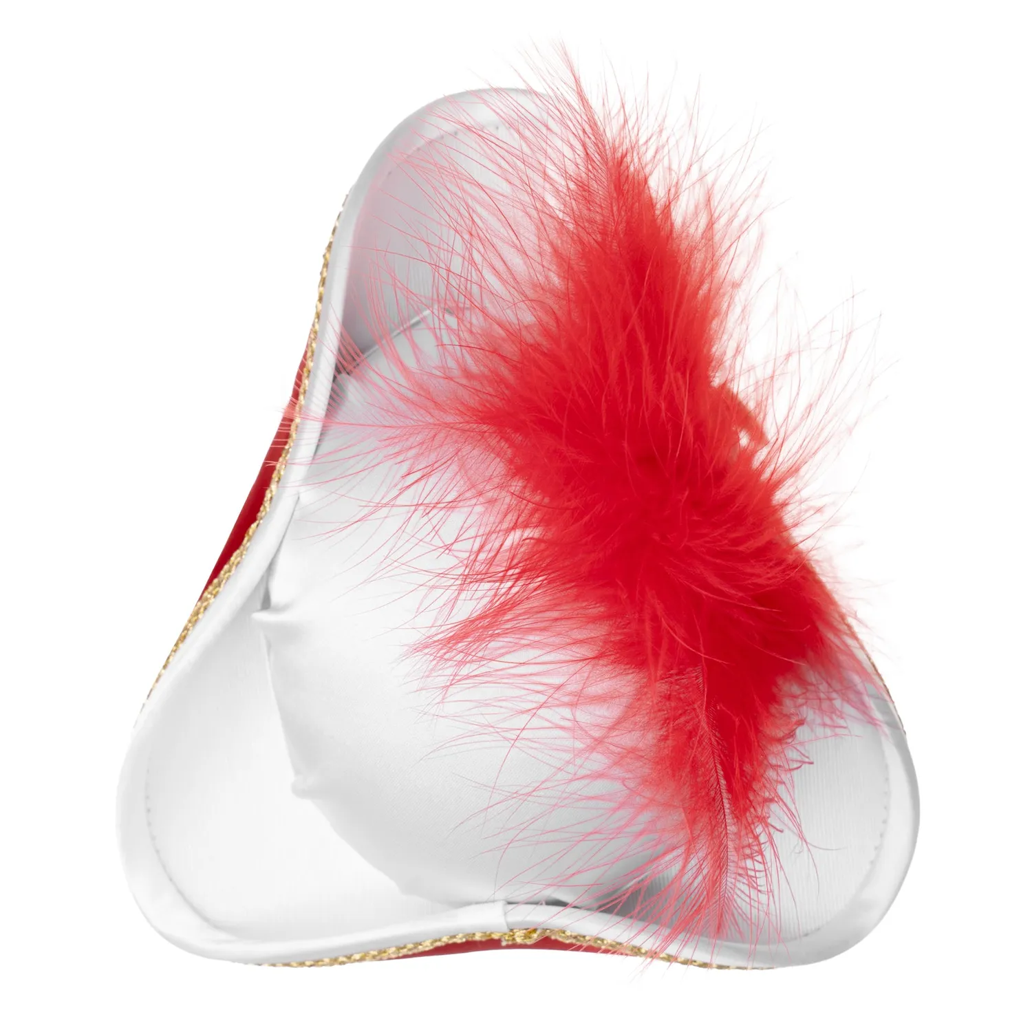 Altenburg mini tricorno raso rosso bianco cappello piuma oro