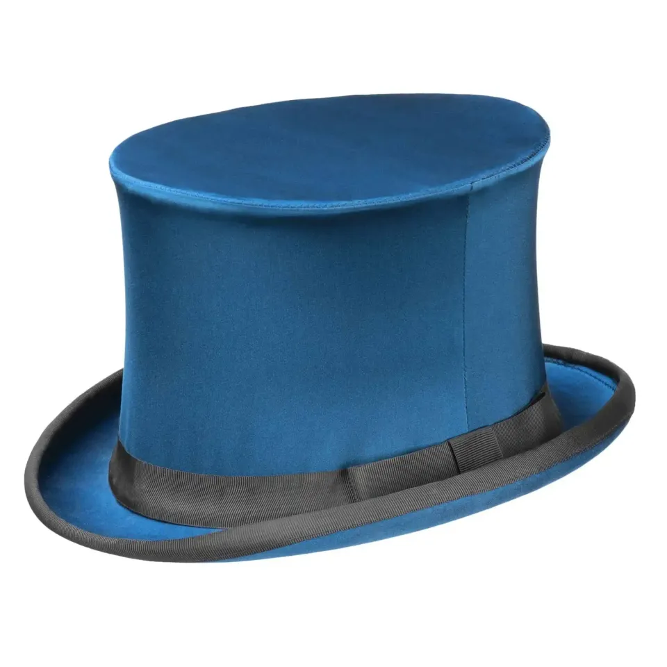Altenburg cilindro pieghevole top hat blu seta misura 58