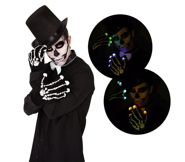 Rubies Guanti Scheletro luminosi accessorio Halloween OS