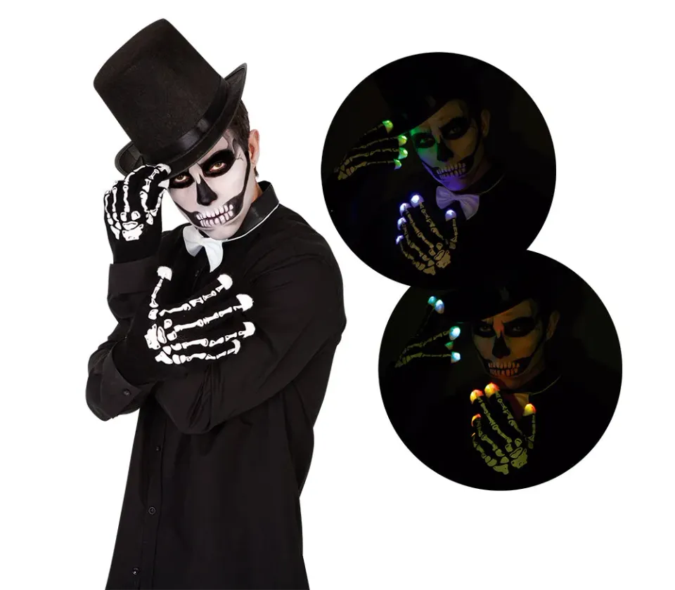 Rubies Guanti Scheletro luminosi accessorio Halloween OS