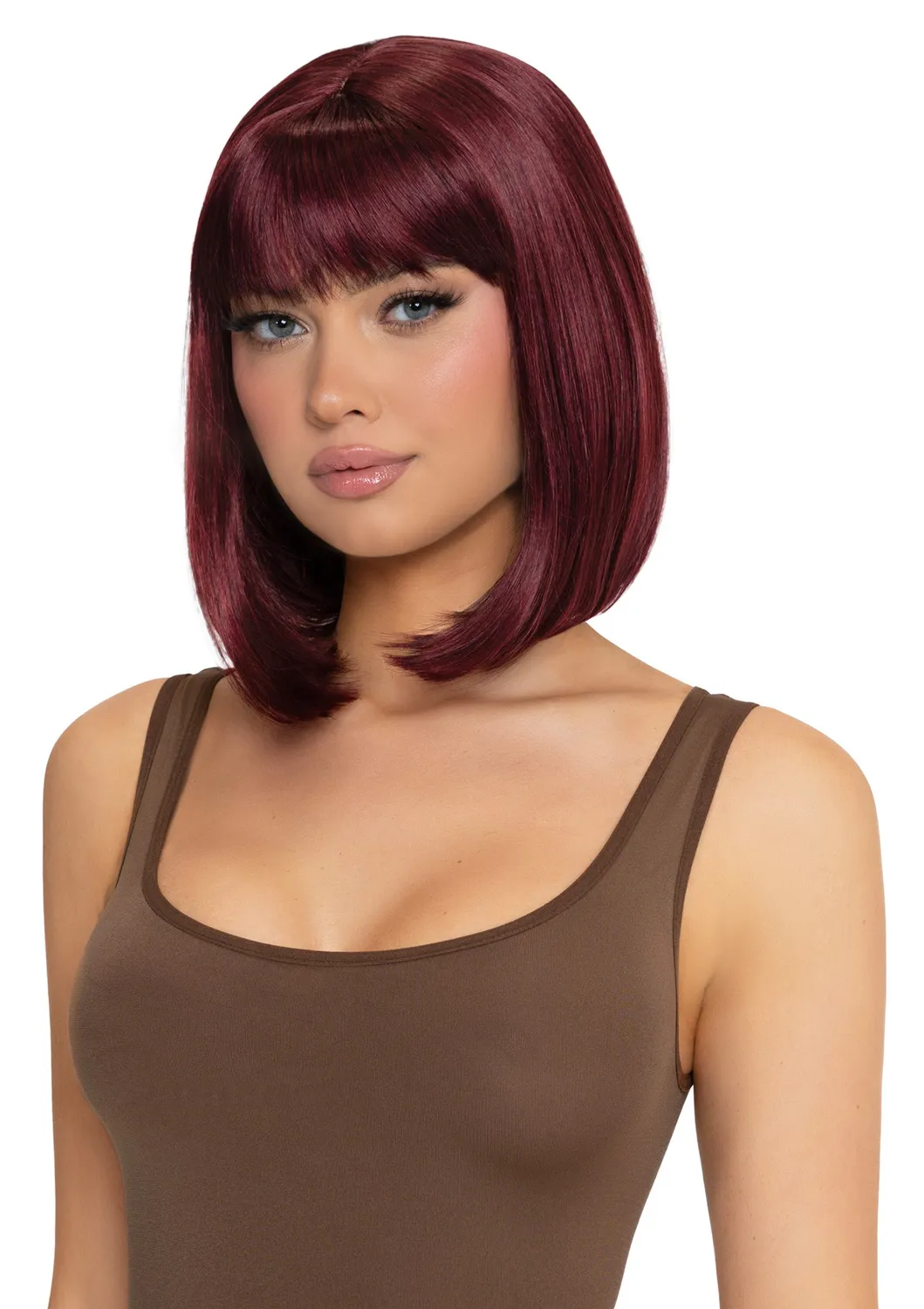 Leg Avenue Angled Bob parrucca caschetto borgogna liscia