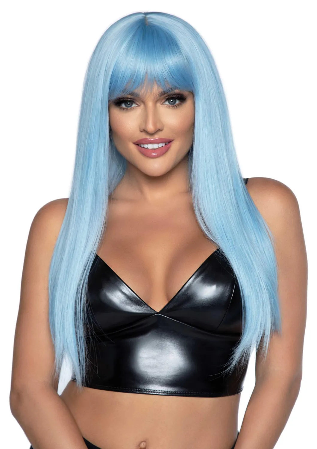 Leg Avenue Long Straight Bang parrucca rosa blu pastello O/S