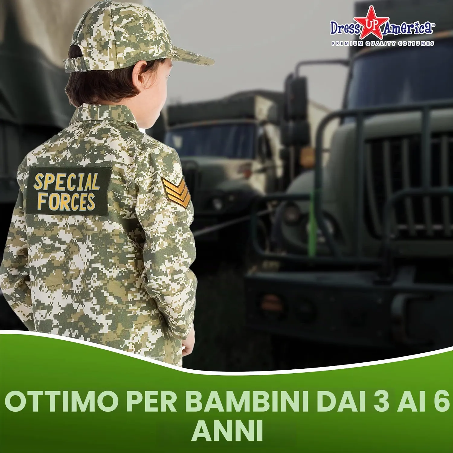 Dress Up America Costume Esercito Bambini 3-6 Anni Camicia