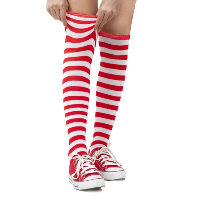 Dress Up America calzini righe ginocchio rosso bianco cotone