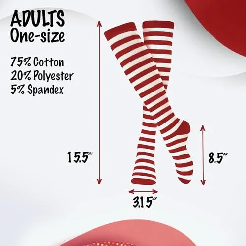 Dress Up America calzini righe ginocchio rosso bianco cotone