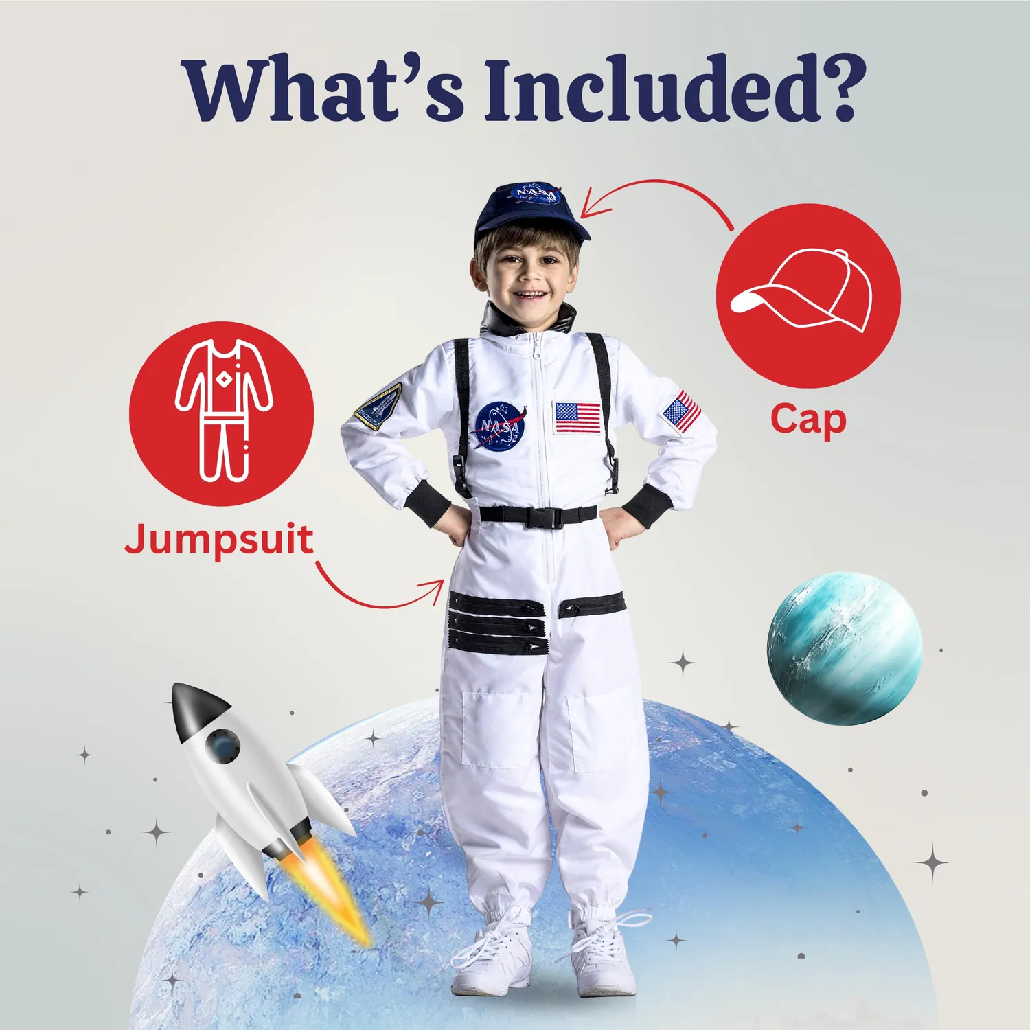 Dress Up America Costume Astronauta NASA Bambini arancione unica