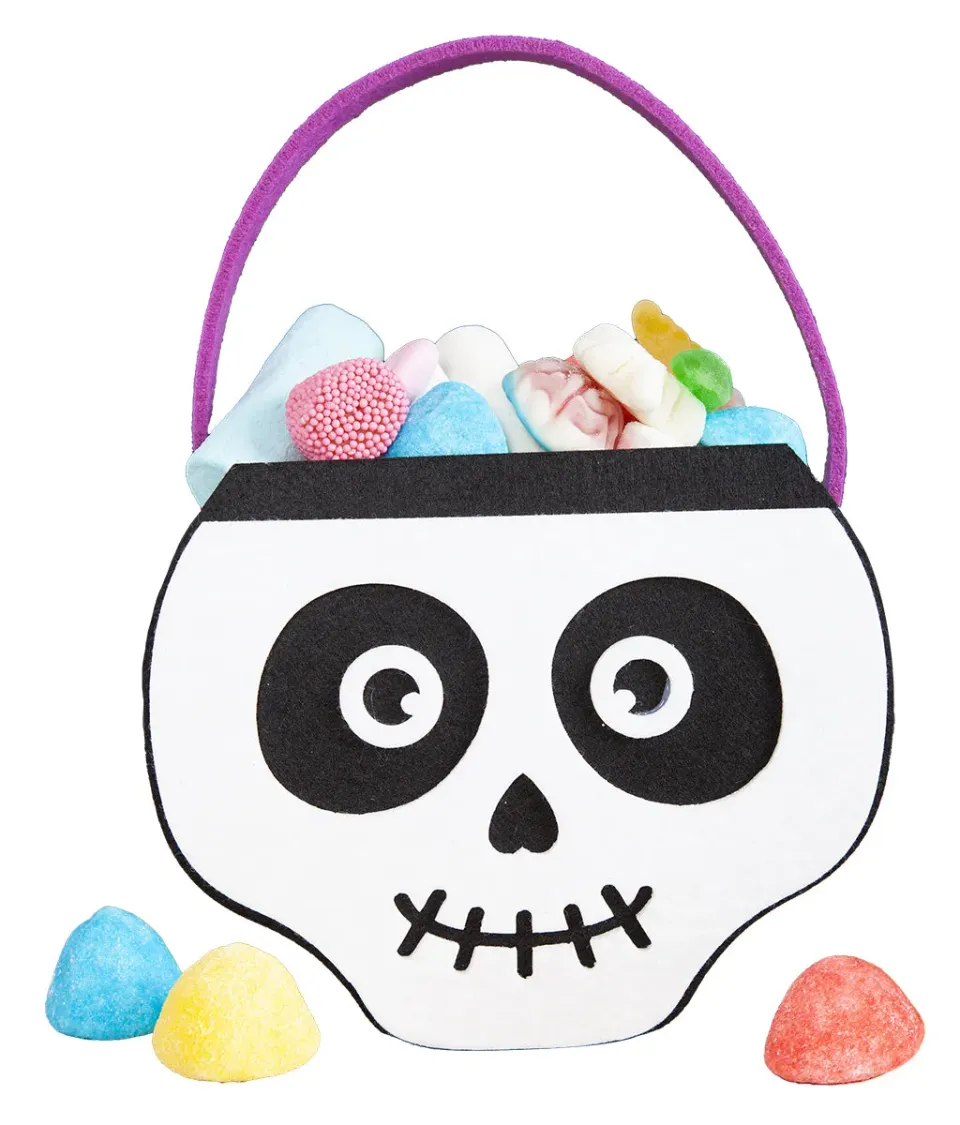 Rubies Skull borsa feltro 16x22 cm porta dolcetti Halloween