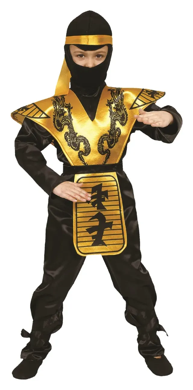 Dress Up America Costume Ninja Bambino 8-10 Anni Dorato Completo
