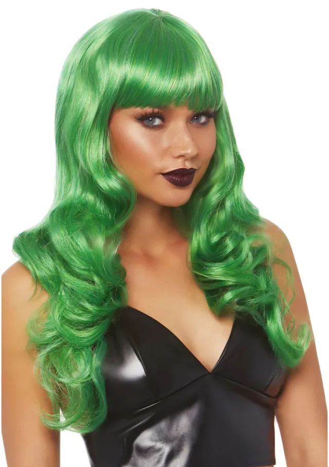 Leg Avenue Misfit parrucca ondulata verde blu frangia lunga