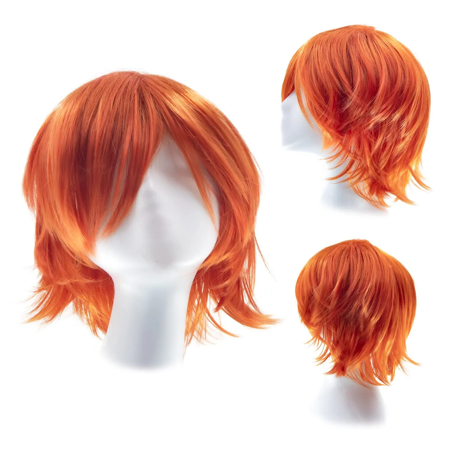 Gairyan Parrucca Rossa Corta Cosplay Sintetica con Frangia Unisex