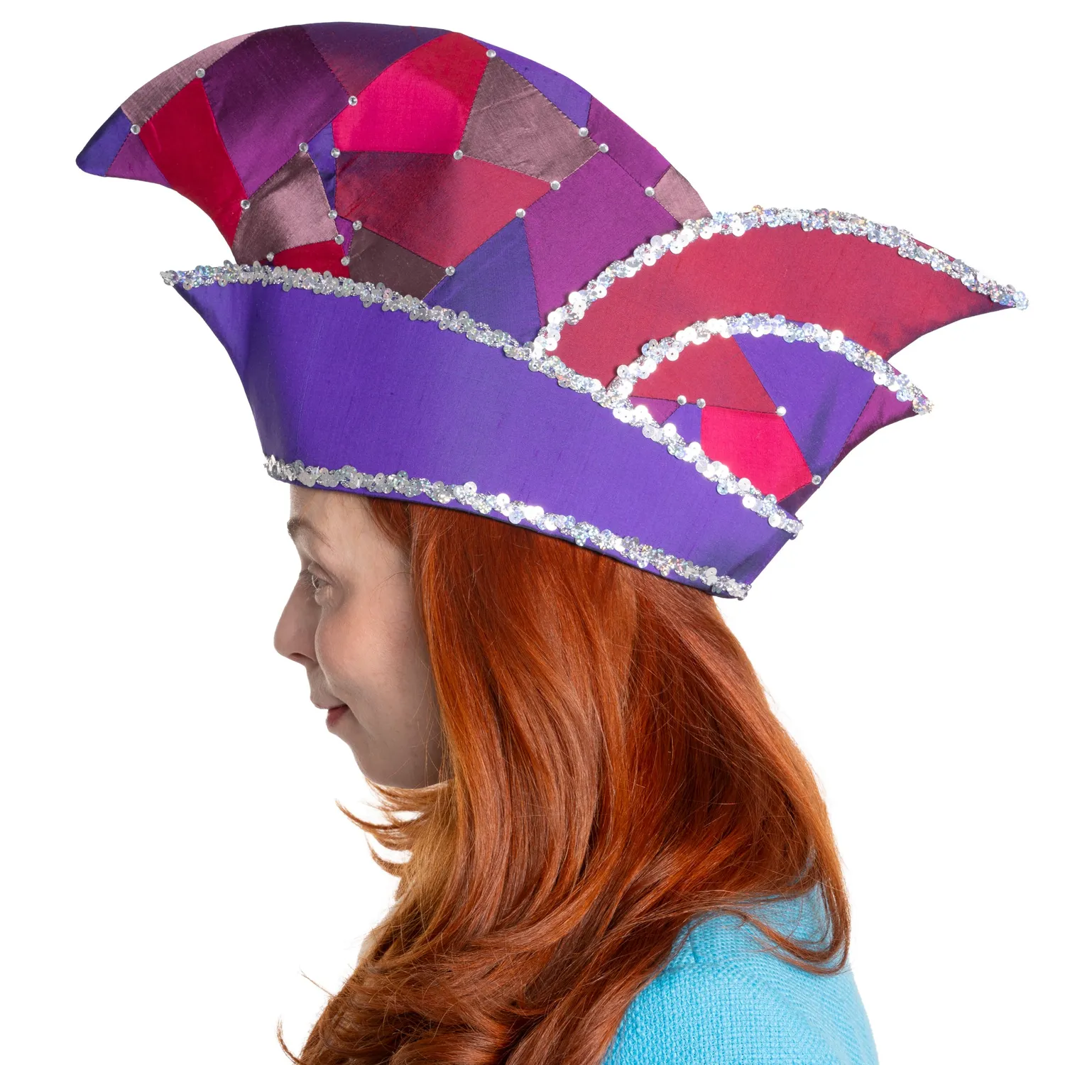 Altenburg berretto comitato seta magenta lilla cappello strass 25cm