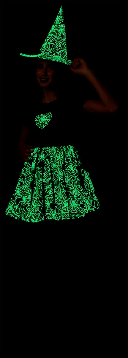 Rubies Strega Spiderweb costume bambina M verde neon