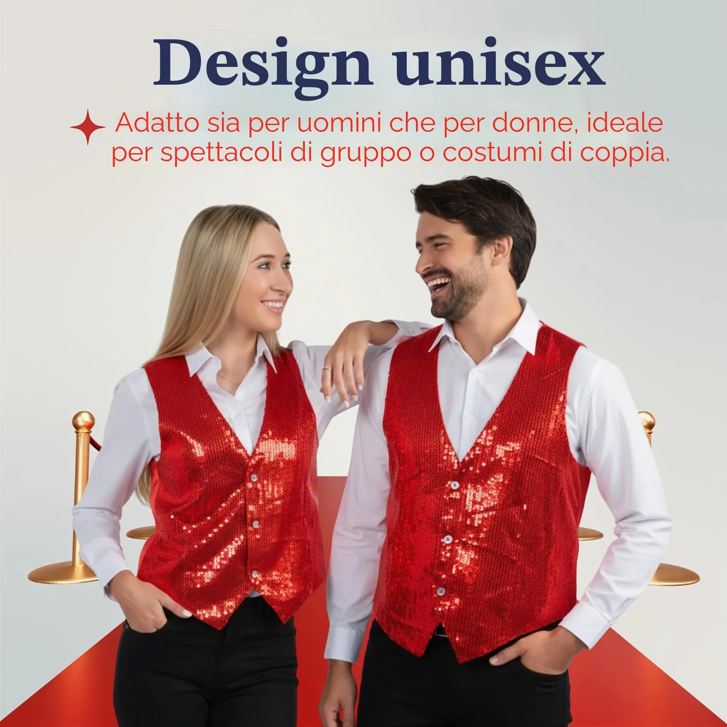 Dress Up America Gilet Paillettes Rosso Adulto Taglia XL
