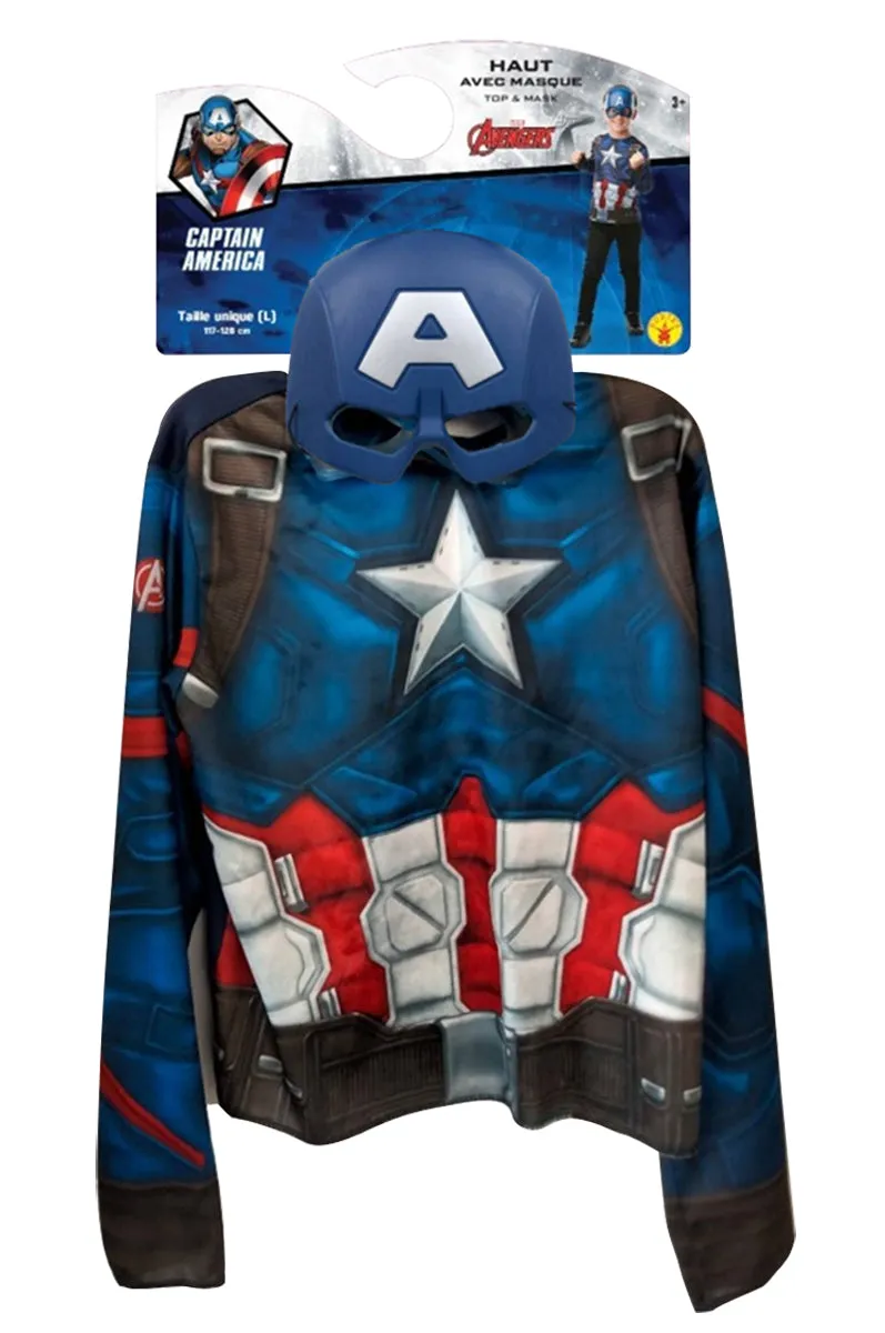 Rubies Marvel Capitan America top maschera costume bambino scudo