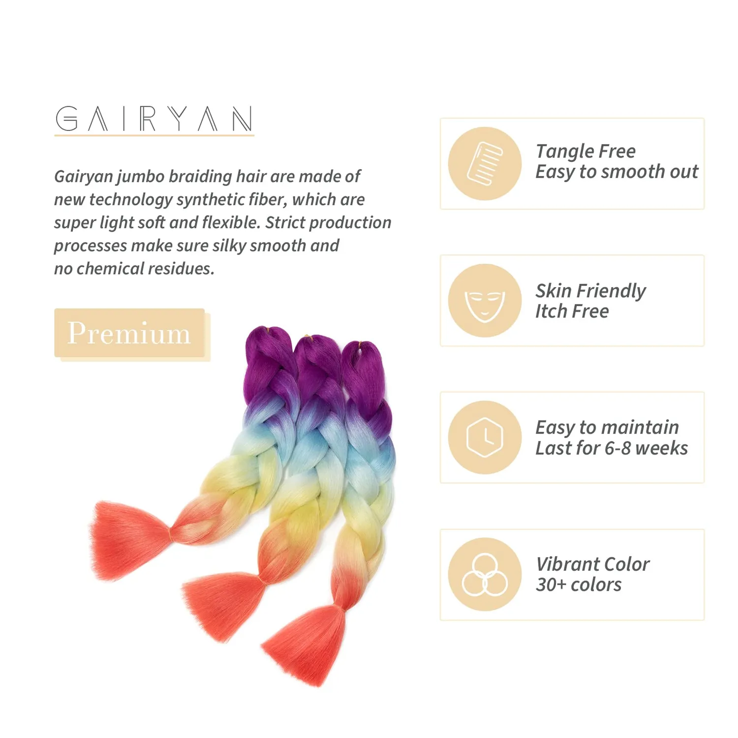 Gairyan Jumbo Braids 24 extension treccine ombre multicolor