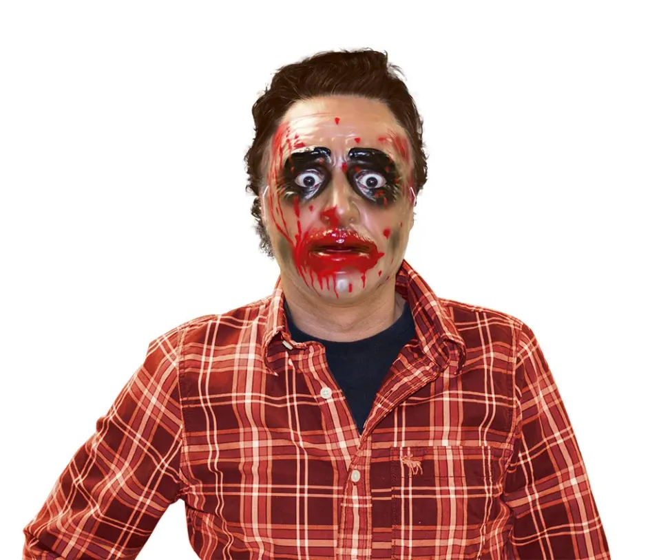 Rubies Zombie Man maschera trasparente OS insanguinata