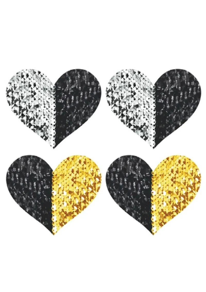 Pleasure Wigs Peekaboos Hearts copricapezzoli cuore paillettes 2 paia