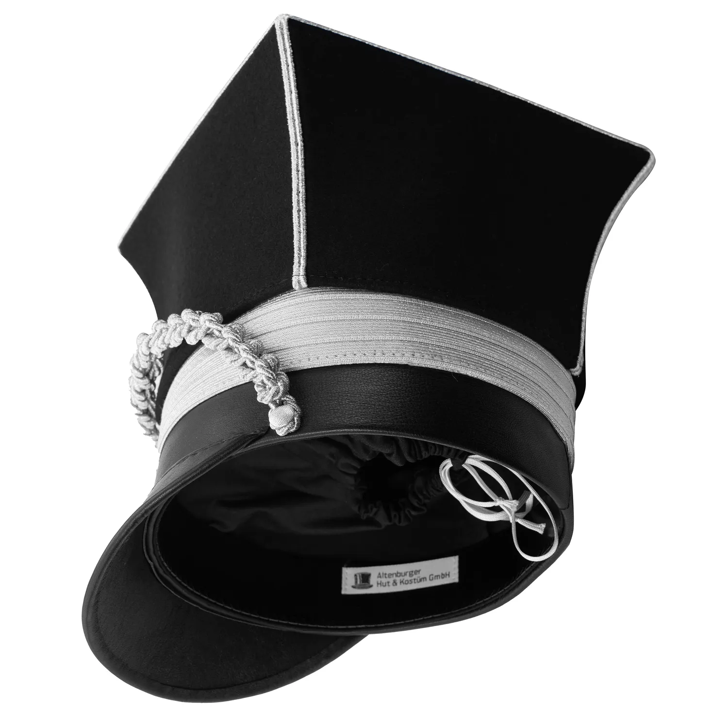 Altenburg shako elegante argento nero con cordone