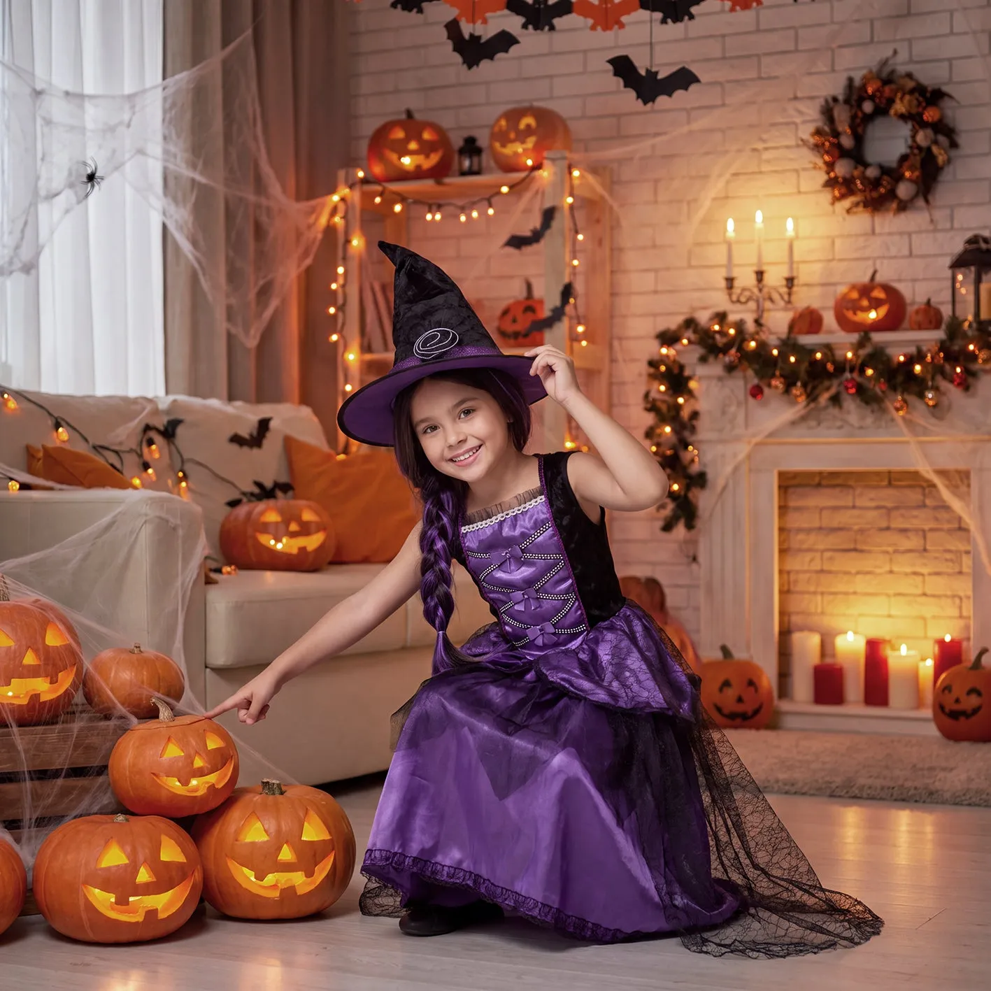 Rubies Strega Chic Viola Costume Bambina S M L