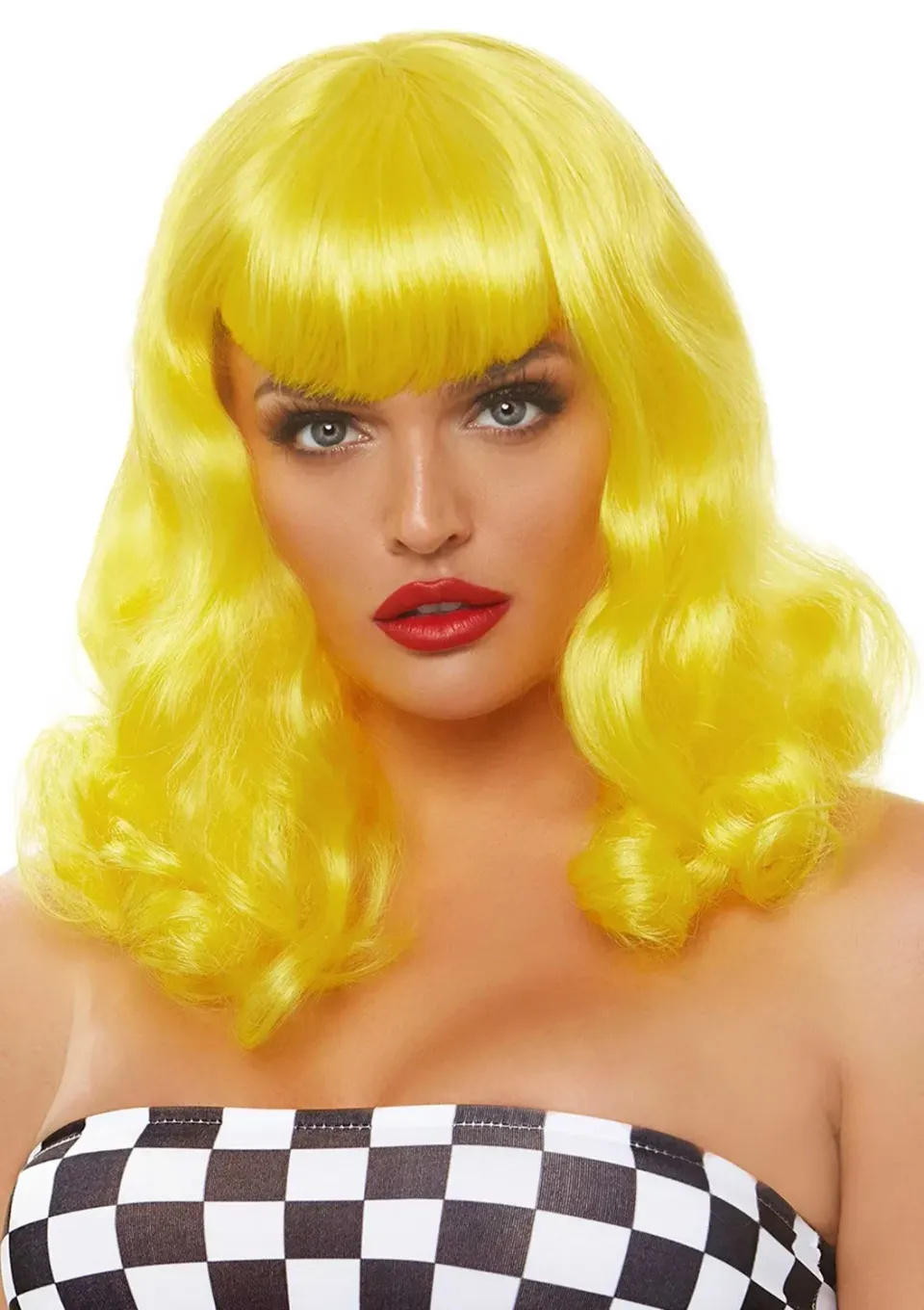 Leg Avenue Retro Bang Curly Bob parrucca gialla riccia