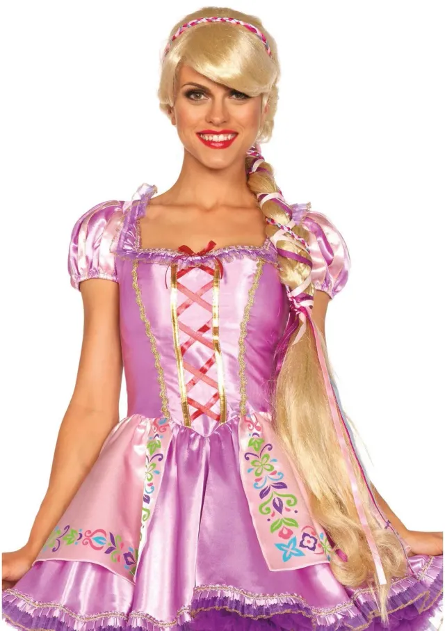 Leg Avenue Rapunzel parrucca bionda treccia lunga principessa