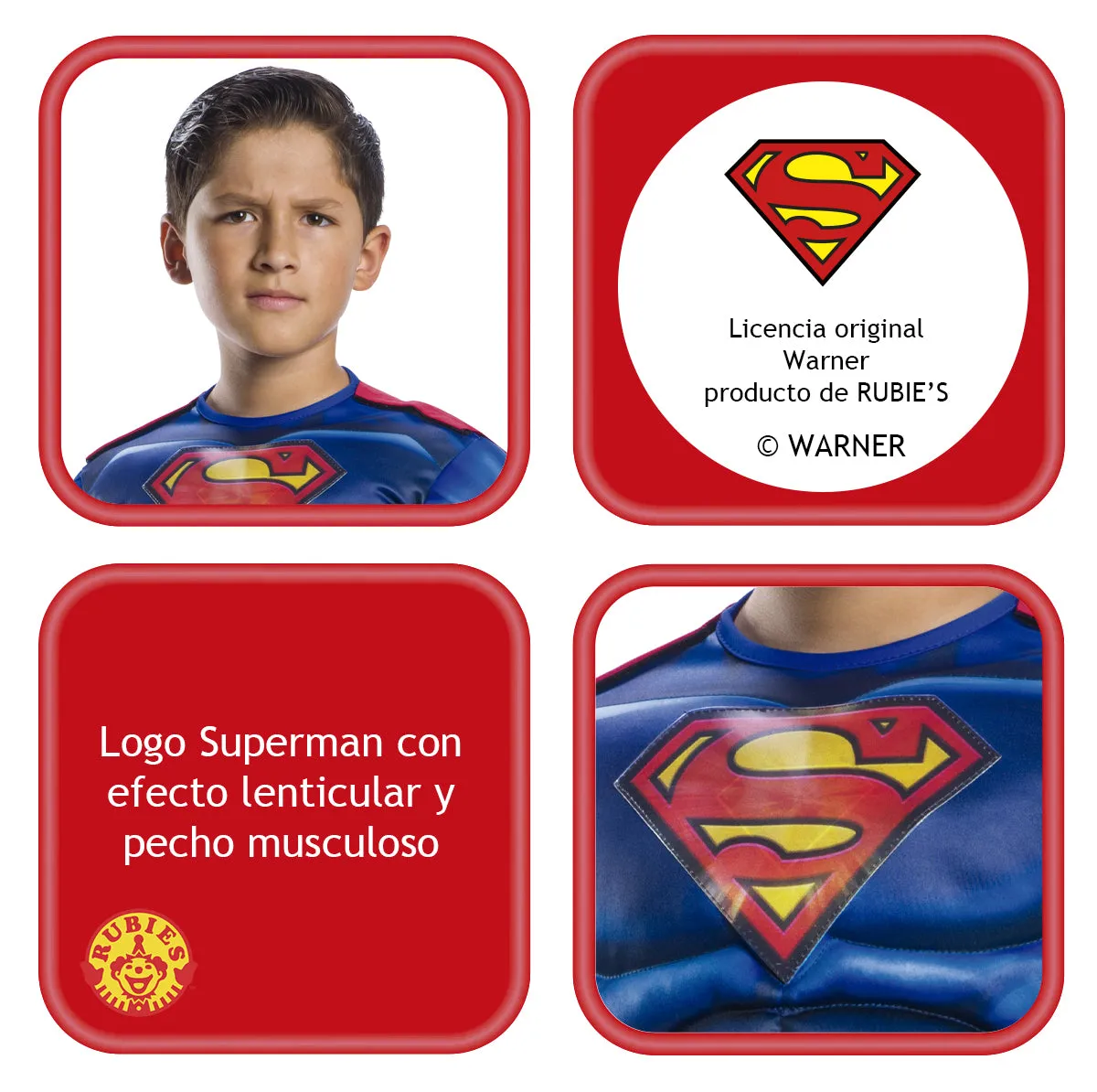 Rubies Superman Black Line Deluxe costume bambino muscoloso
