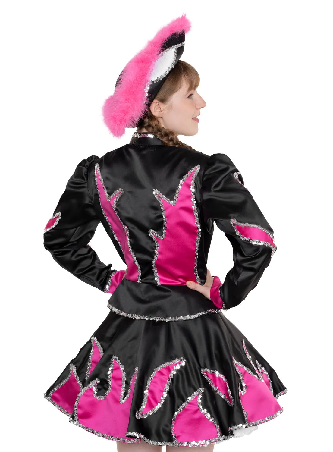 Altenburg abito majorette nero fiamme rosa paillettes