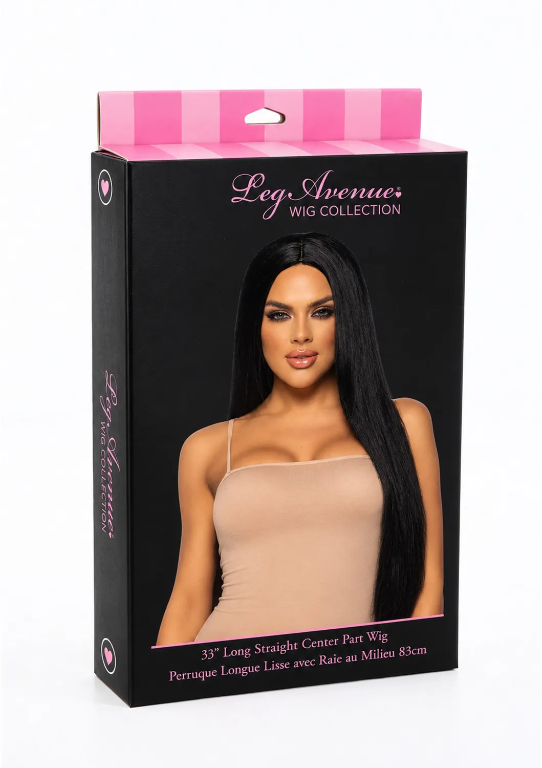 Leg Avenue Center Part parrucca lunga rosa neon liscia