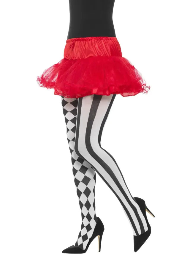 Rubies Arlecchino Calze Carnevale rombi bianco nero