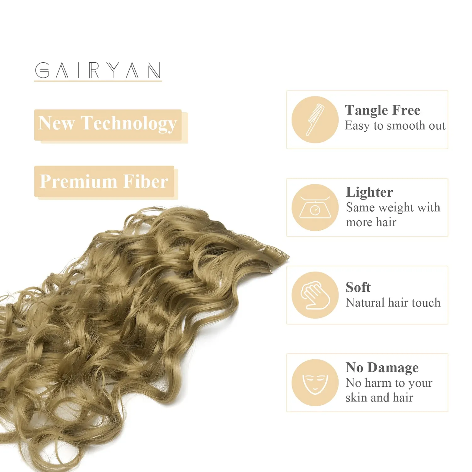 Gairyan extension clip ondulate 50cm biondo chiaro 7 pezzi